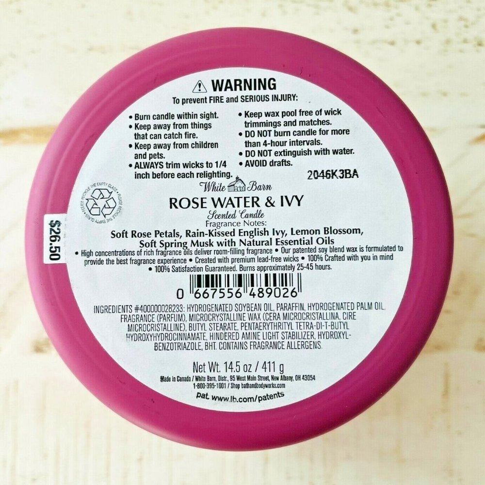 BBW Rosewater & Ivy 3-Wick Candle - Picture 3 of 3